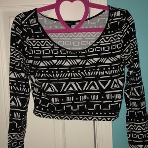 Tribal print long-sleeve crop top from forever 21